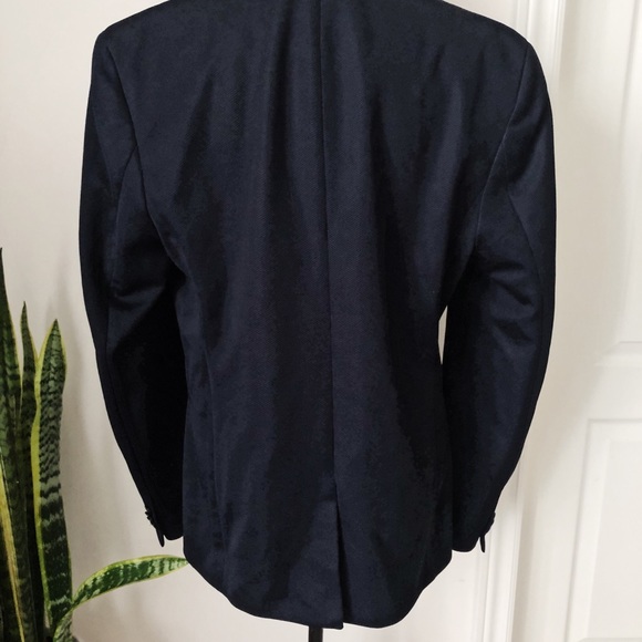 ZARA MAN Textured Navy Blue Blazer, Size L / 42 - Picture 6 of 9